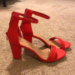 Red open toe strappy sandals